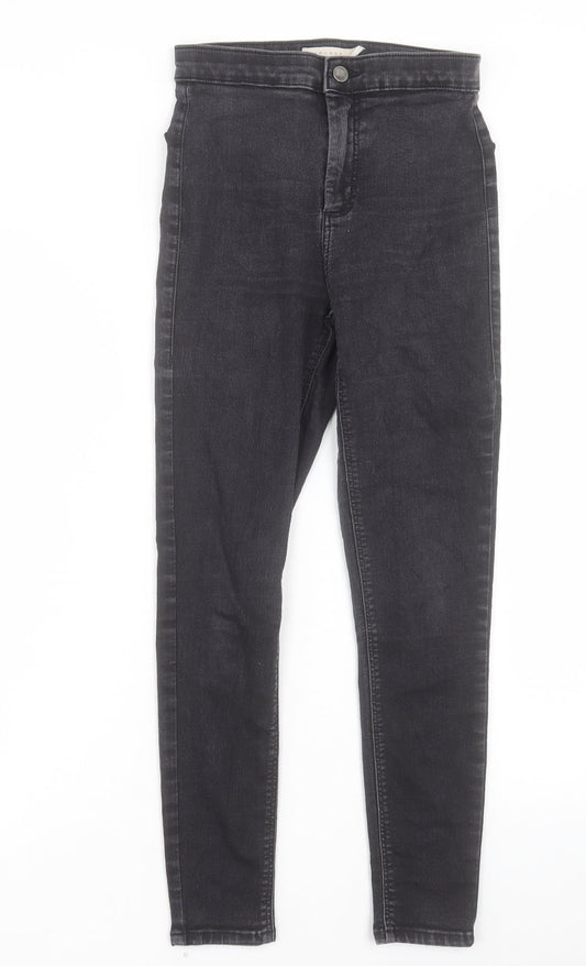 Topshop Womens Black Cotton Skinny Jeans Size 28 in L25 in Regular Button - To Fit 30