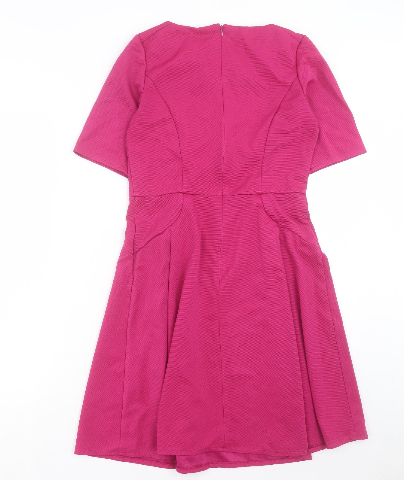 BHS Womens Purple Polyester Fit & Flare Size 10 Round Neck Zip