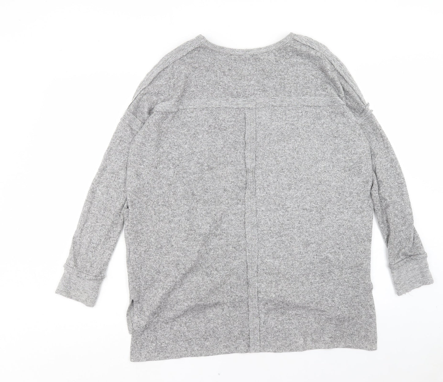 COIN 1804 Womens Grey V-Neck Polyester Pullover Jumper Size L