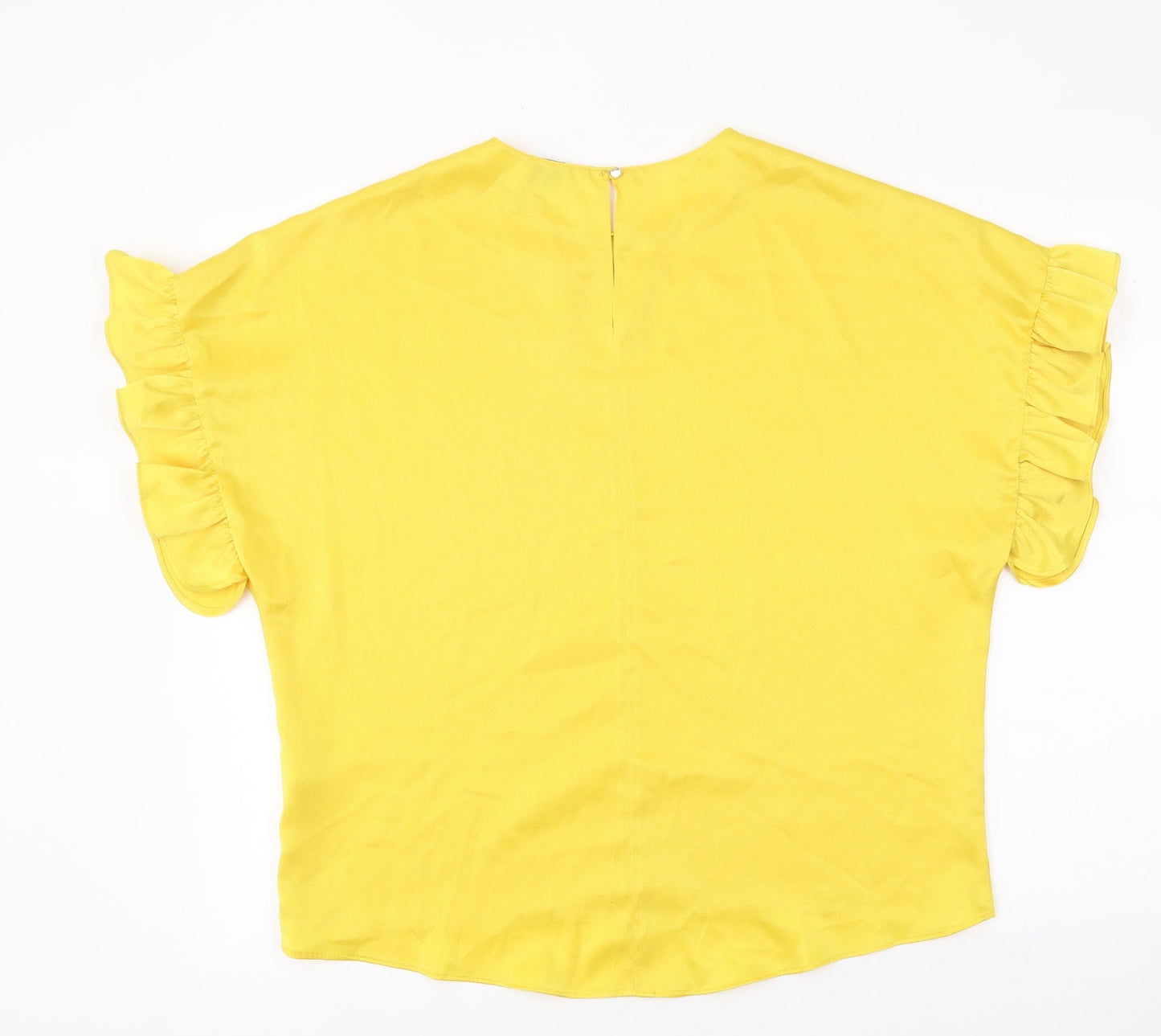 River Island Womens Yellow Polyester Basic T-Shirt Size S Round Neck