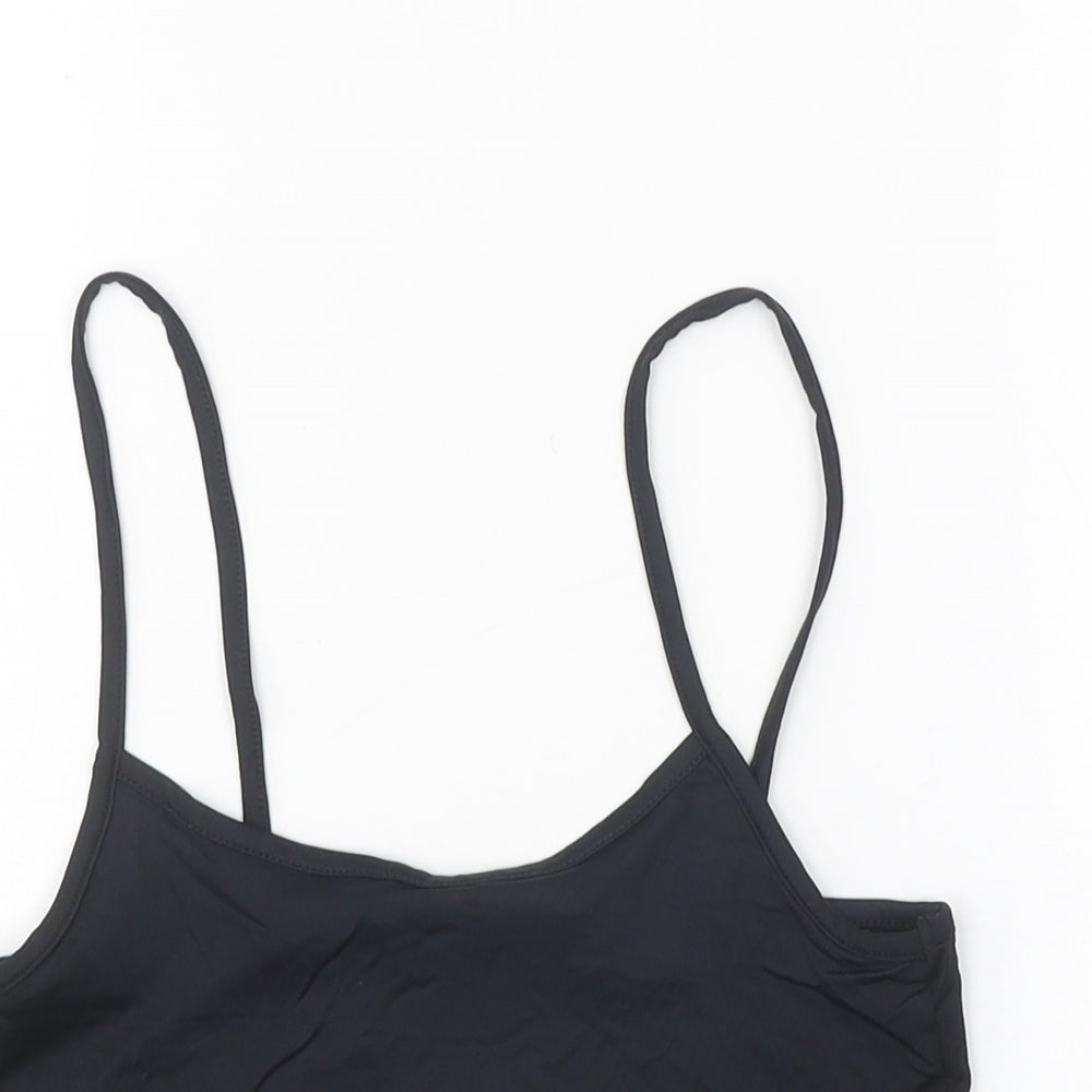 Stradivarius Womens Black Polyester Cropped Tank Size M Round Neck