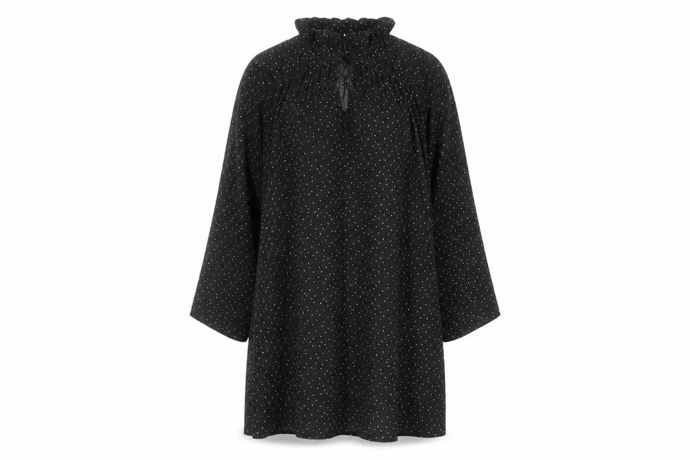 H&M Womens Black Polka Dot Polyester A-Line Size M Mock Neck Tie