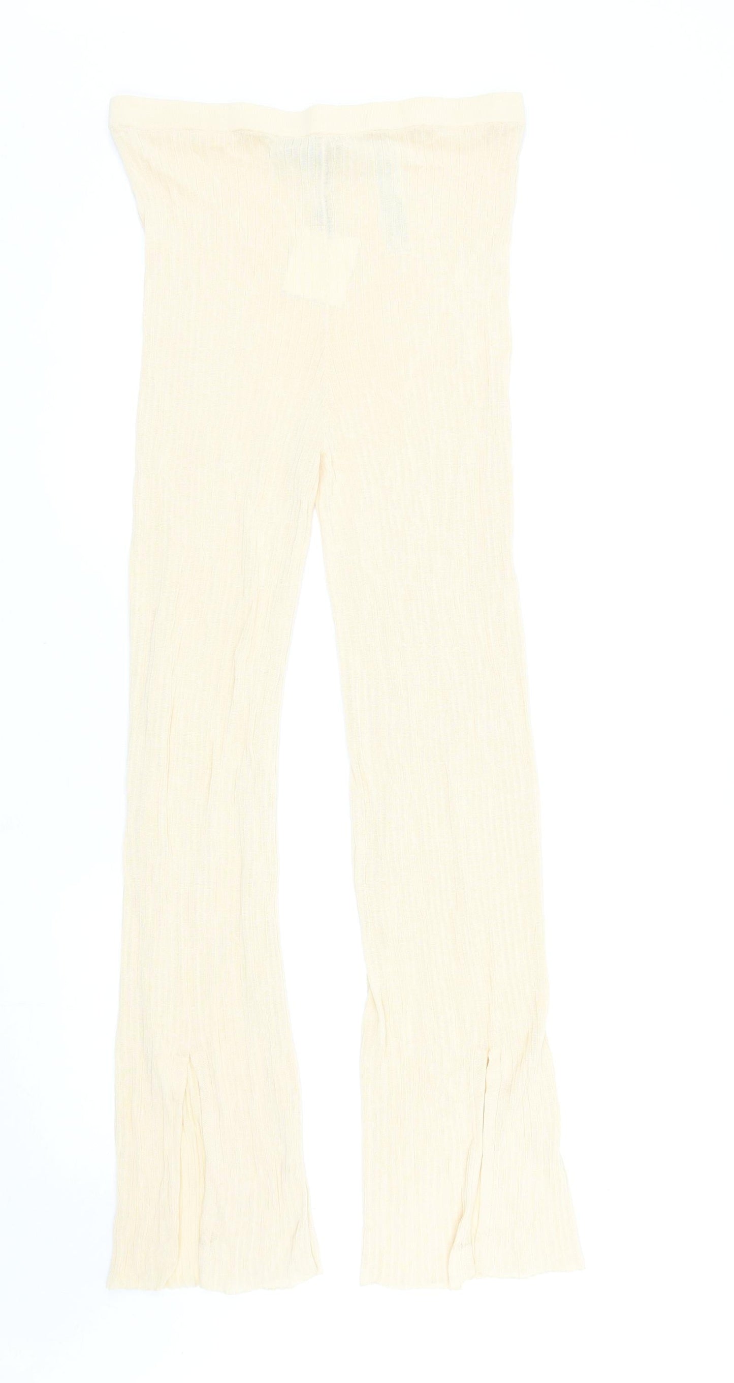 Zara Womens Beige Viscose Trousers Size L L29.5 in Regular