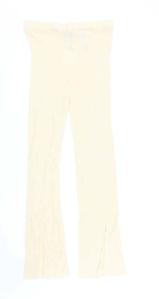 Zara Womens Beige Viscose Trousers Size L L29.5 in Regular