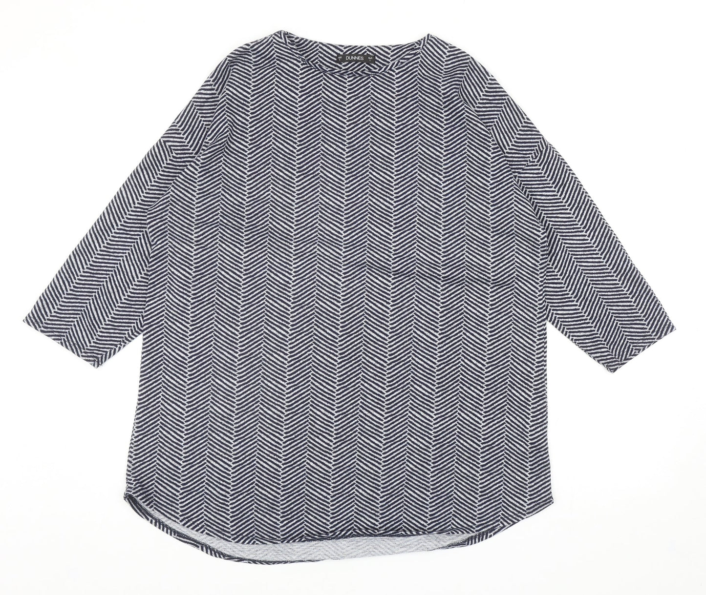 Dunnes Stores Womens Blue Boat Neck Herringbone Polyester Pullover Jumper Size L