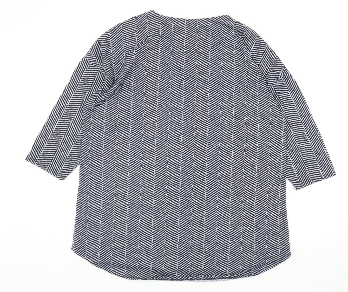 Dunnes Stores Womens Blue Boat Neck Herringbone Polyester Pullover Jumper Size L