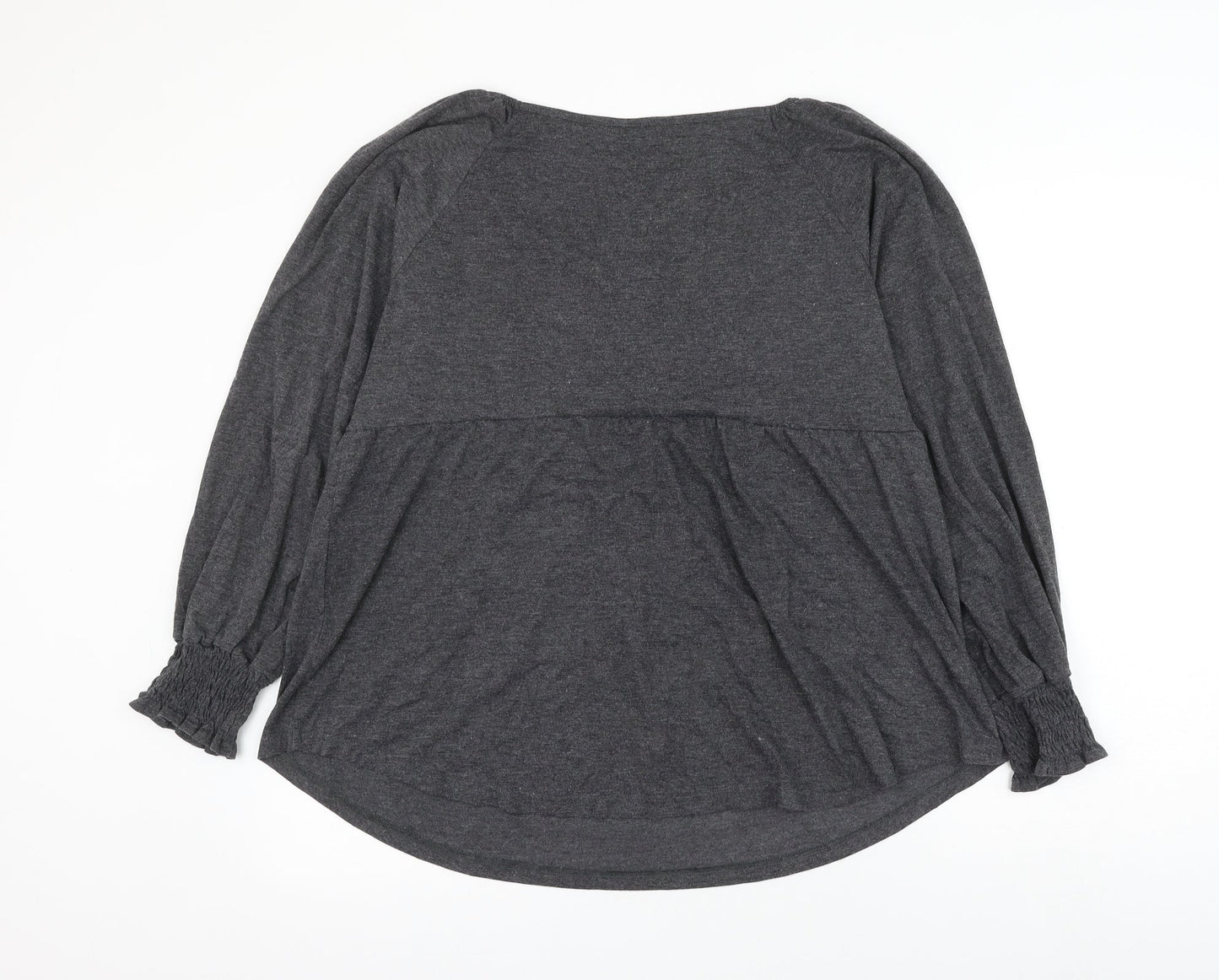 Tasamo Womens Grey Polyester Basic Blouse Size XL Scoop Neck