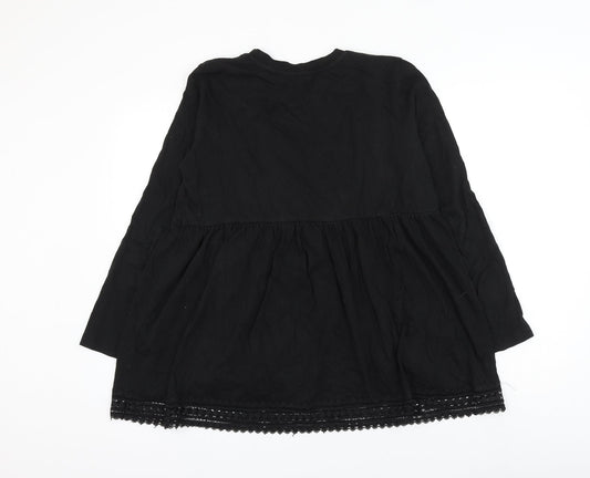 ASOS Womens Black Cotton Basic Blouse Size 12 Round Neck