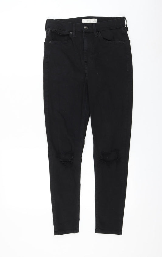 Topshop Womens Black Cotton Skinny Jeans Size 28 in L30 in Regular Zip