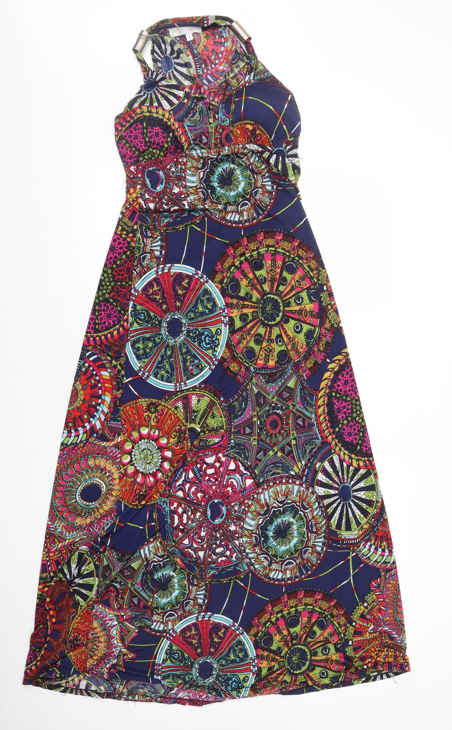 Cameo Rose Womens Multicoloured Geometric Polyester A-Line Size 8 V-Neck Pullover - Padded