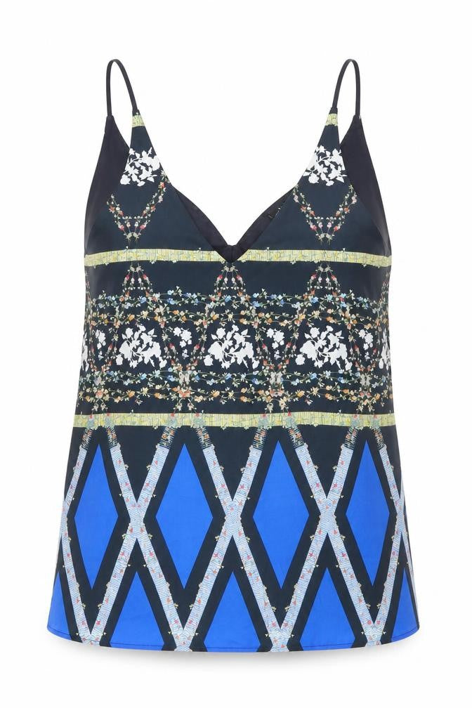 Topshop Womens Multicoloured Geometric Polyester Camisole Tank Size 8 V-Neck