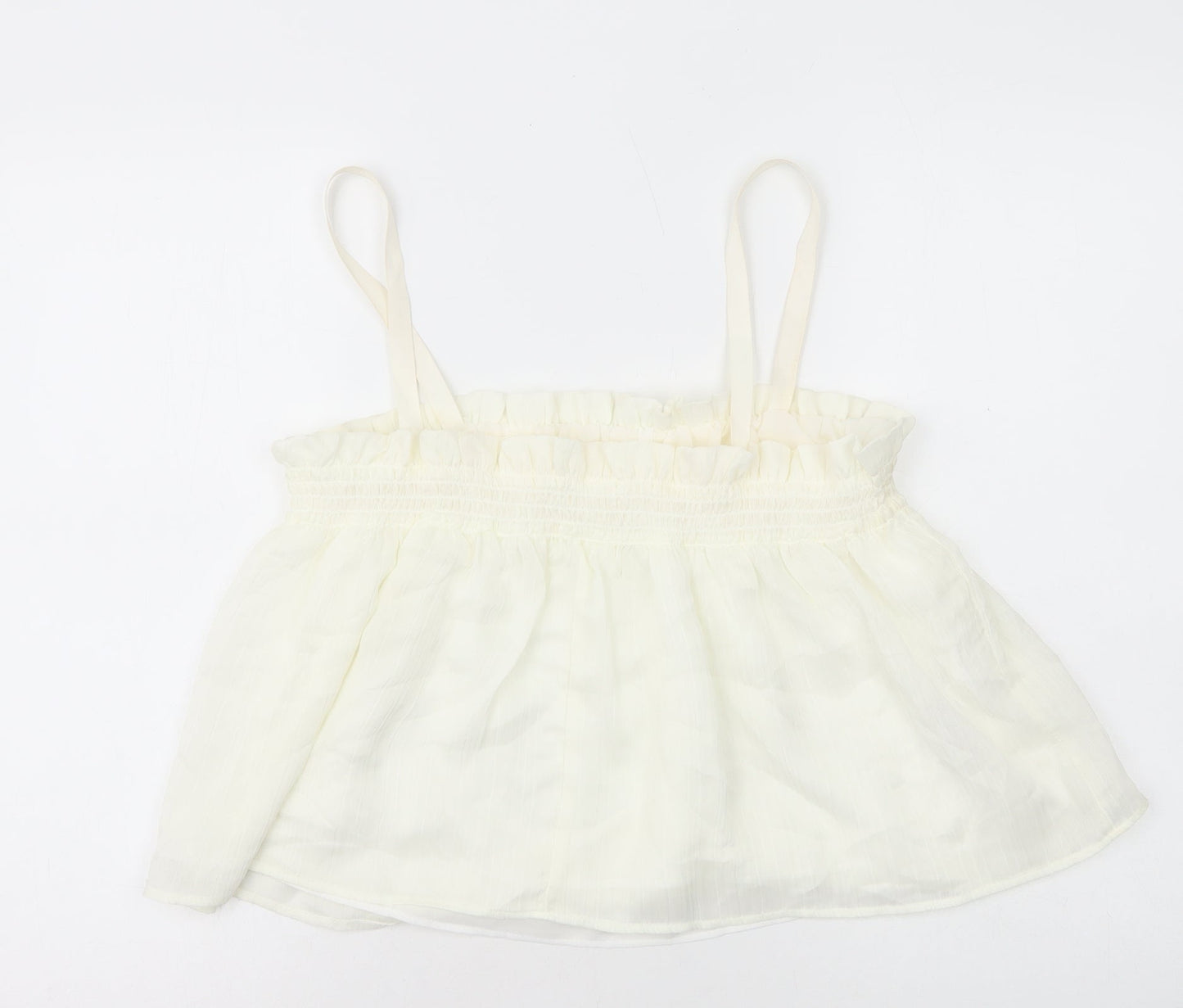 Mango Womens White Polyester Camisole T-Shirt Size M Square Neck