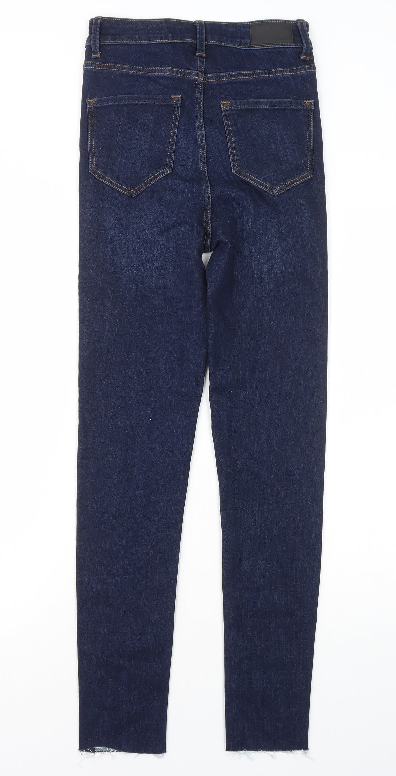 Marks and Spencer Womens Blue Cotton Skinny Jeans Size 6 L28 in Regular Zip