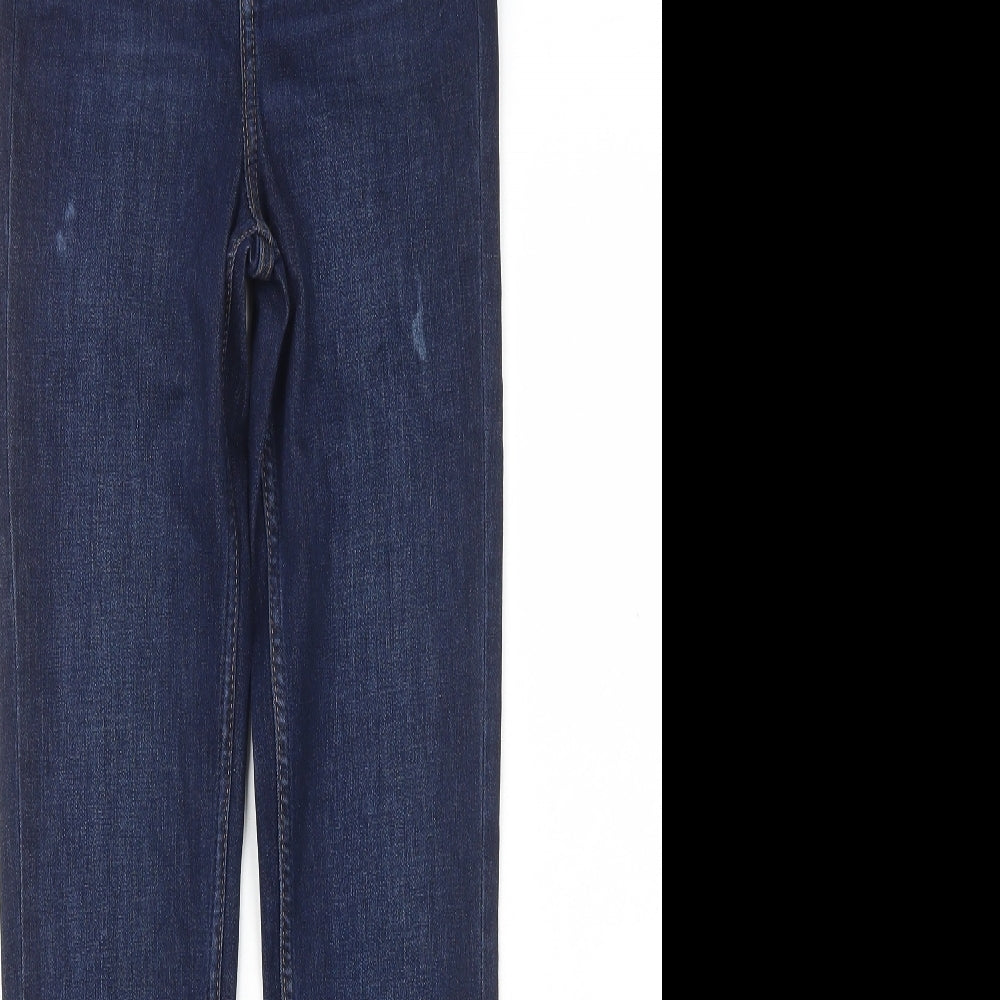 Marks and Spencer Womens Blue Cotton Skinny Jeans Size 6 L28 in Regular Zip
