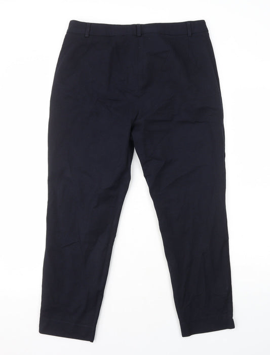 Marks and Spencer Womens Blue Viscose Dress Pants Trousers Size 14 L25 in Regular Zip