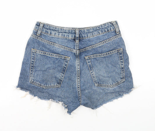 Topshop Womens Blue Cotton Hot Pants Shorts Size 6 L3 in Regular Zip