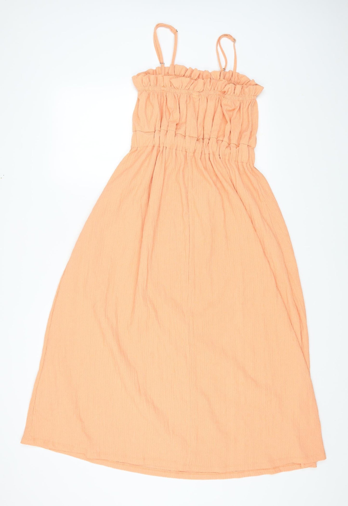 H&M Womens Orange Polyester Maxi Size S Square Neck Pullover