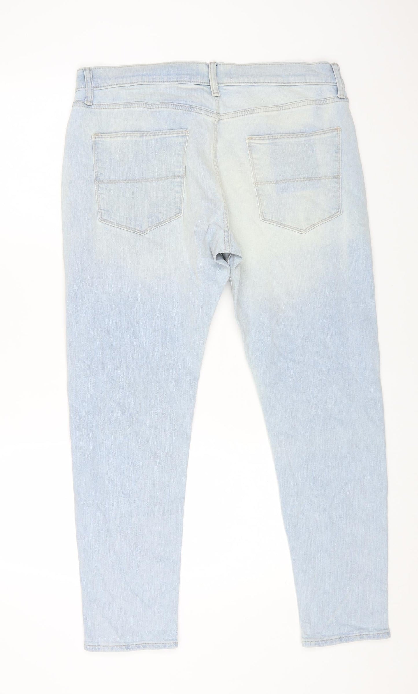 Marks and Spencer Womens Blue Cotton Straight Jeans Size 36 in L29 in Regular Zip