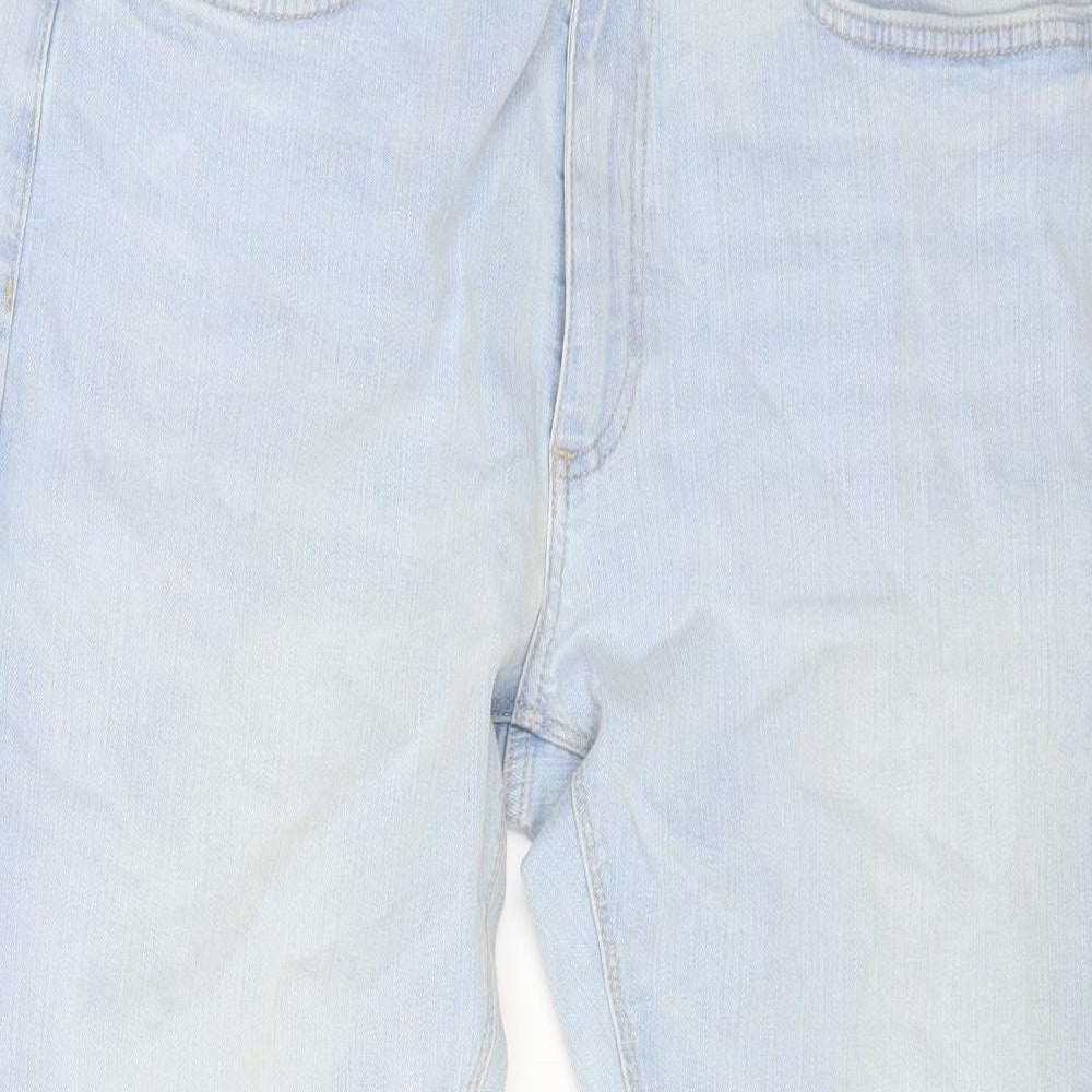 Marks and Spencer Womens Blue Cotton Straight Jeans Size 36 in L29 in Regular Zip
