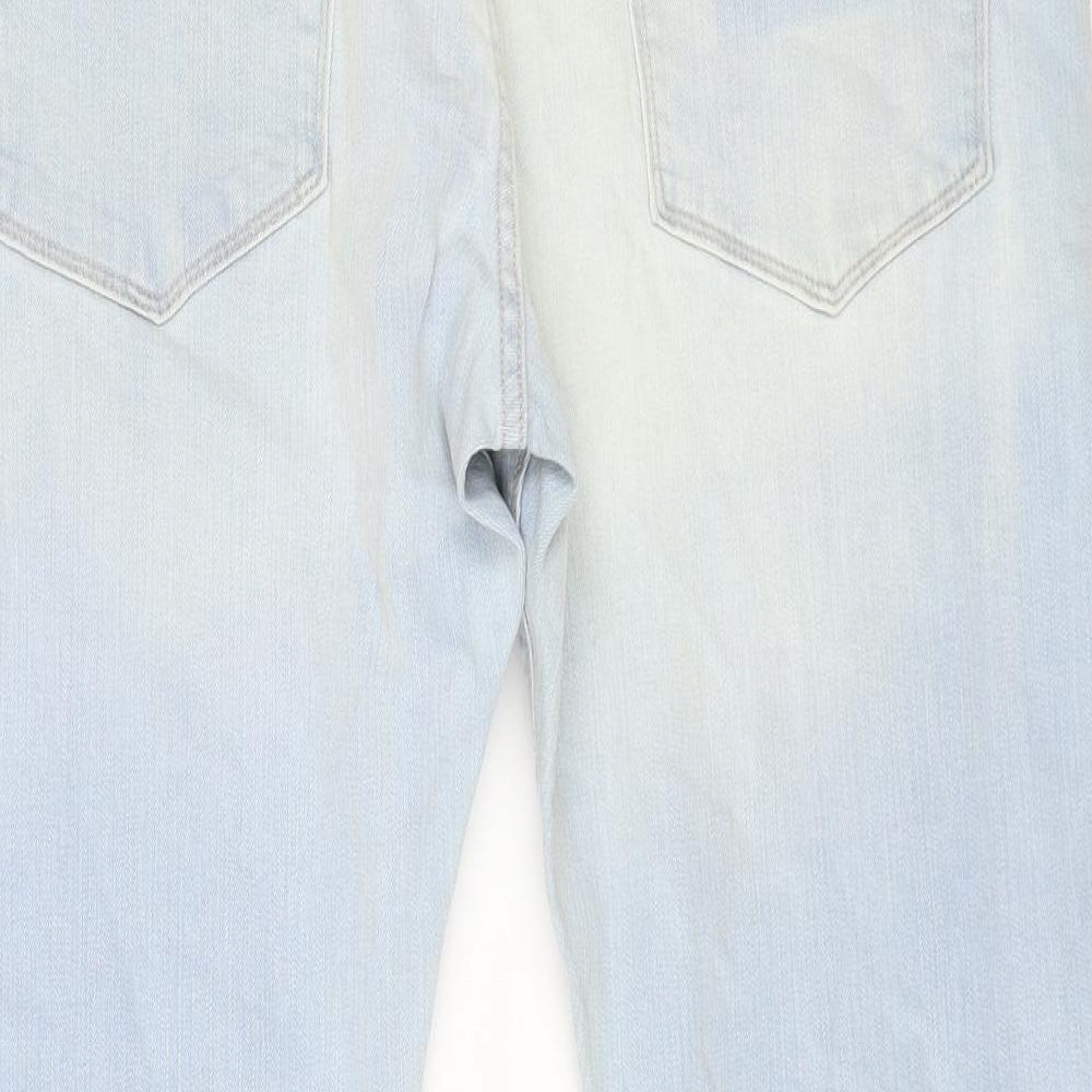Marks and Spencer Womens Blue Cotton Straight Jeans Size 36 in L29 in Regular Zip