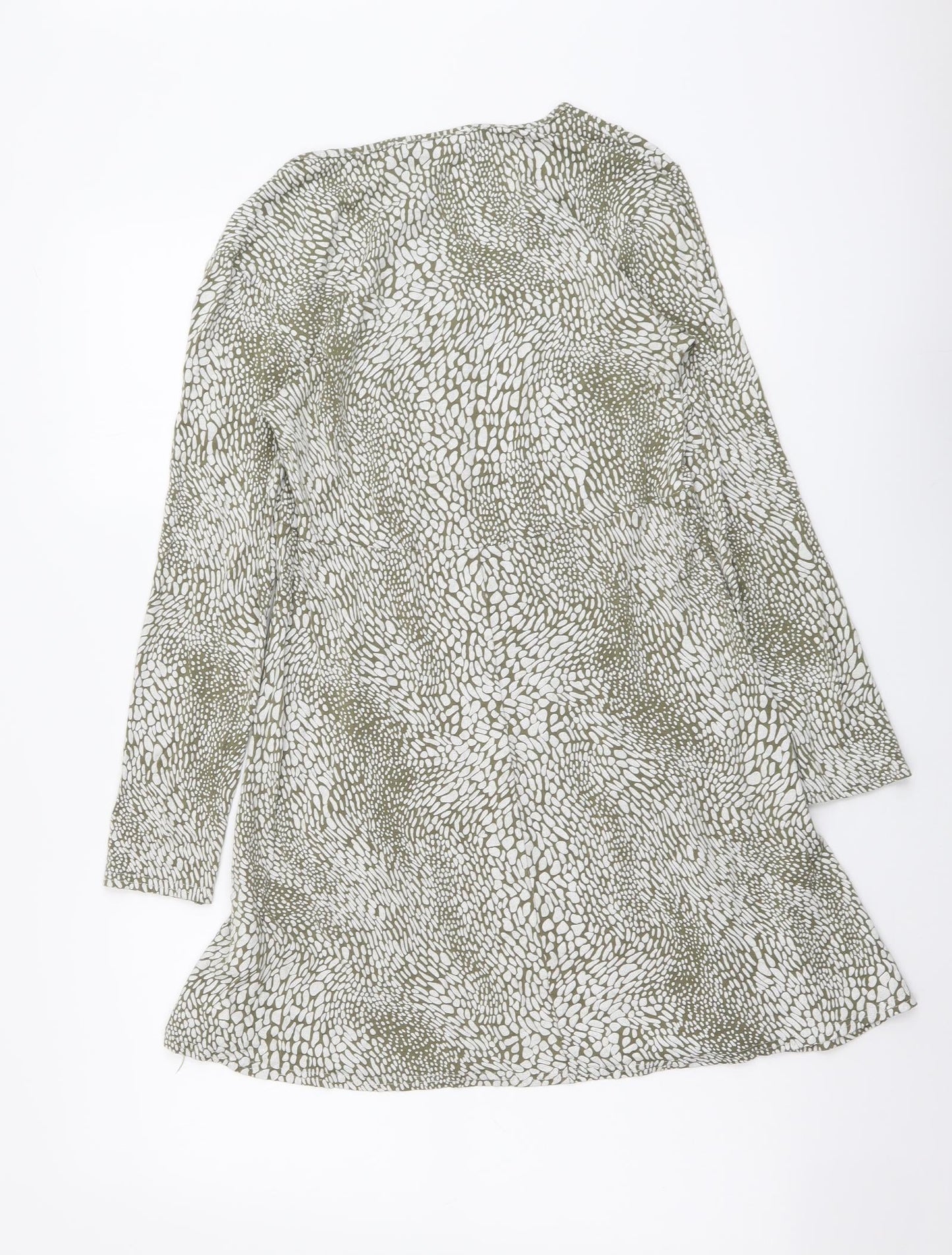 Missguided Womens Green Geometric Polyester A-Line Size 12 V-Neck Pullover