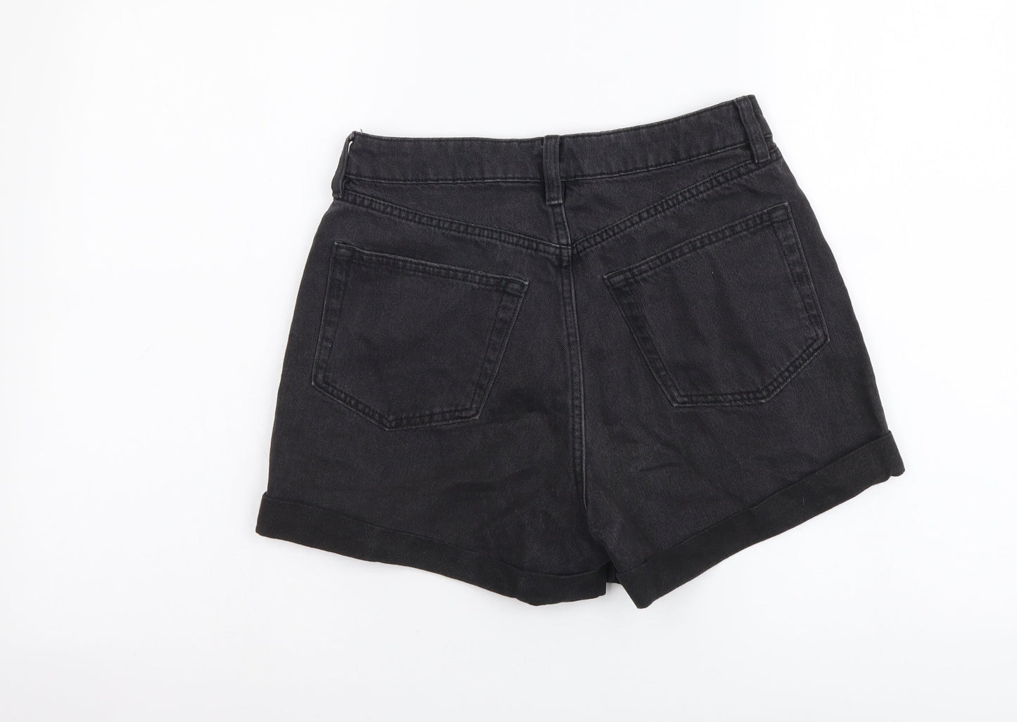 H&M Womens Grey Cotton Mom Shorts Size XS L3 in Regular Button