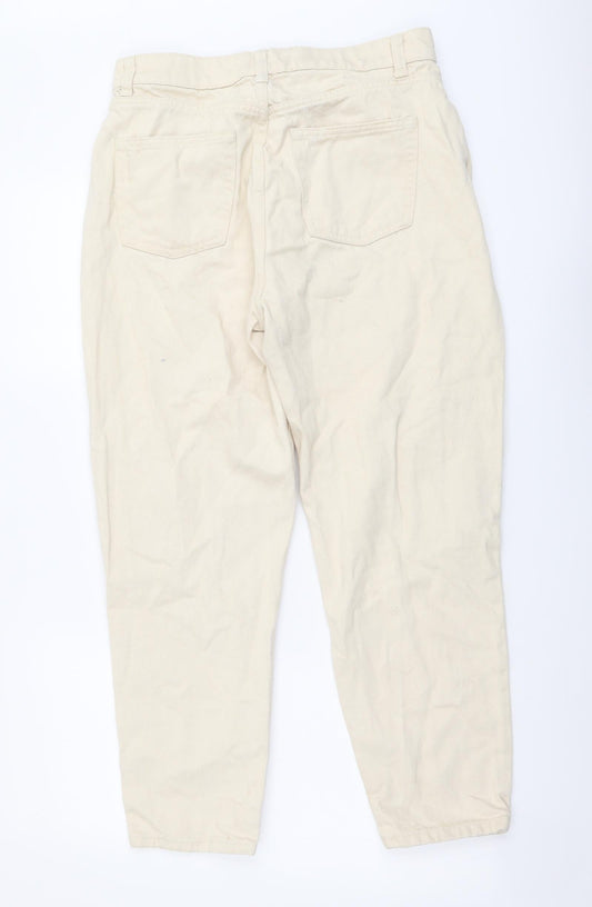 Denim & Co. Womens Beige Cotton Mom Jeans Size 12 L26 in Regular Button