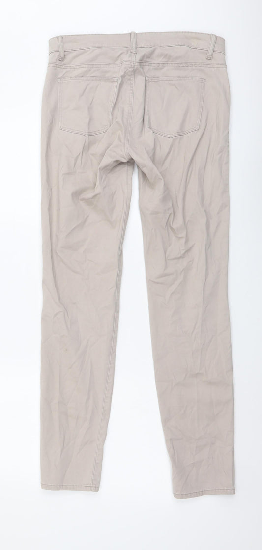 Preworn Womens Beige Cotton Skinny Jeans Size 28 in L29 in Regular Button