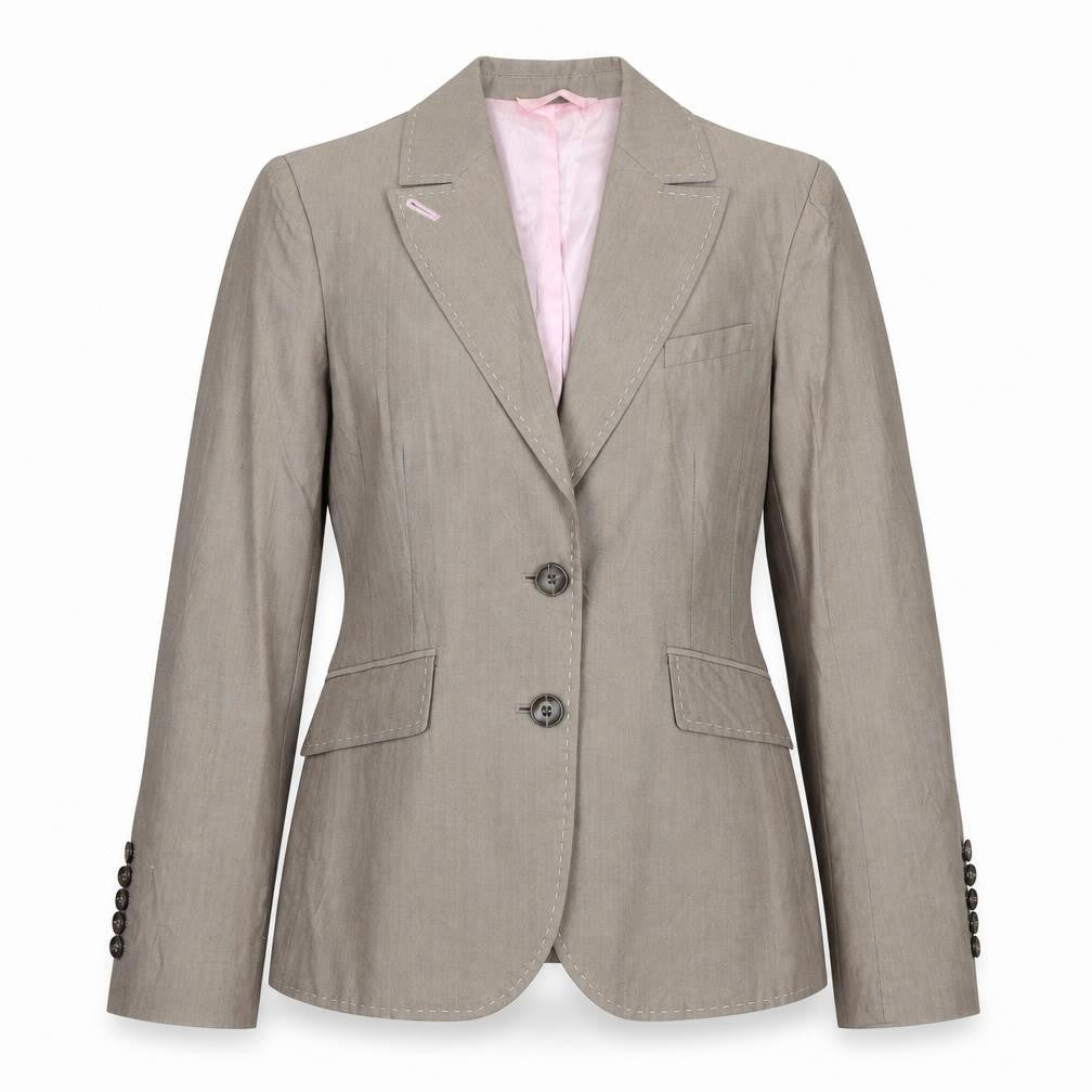 Mexx Womens Beige Cotton Jacket Suit Jacket Size 12 - Shoulder Pads