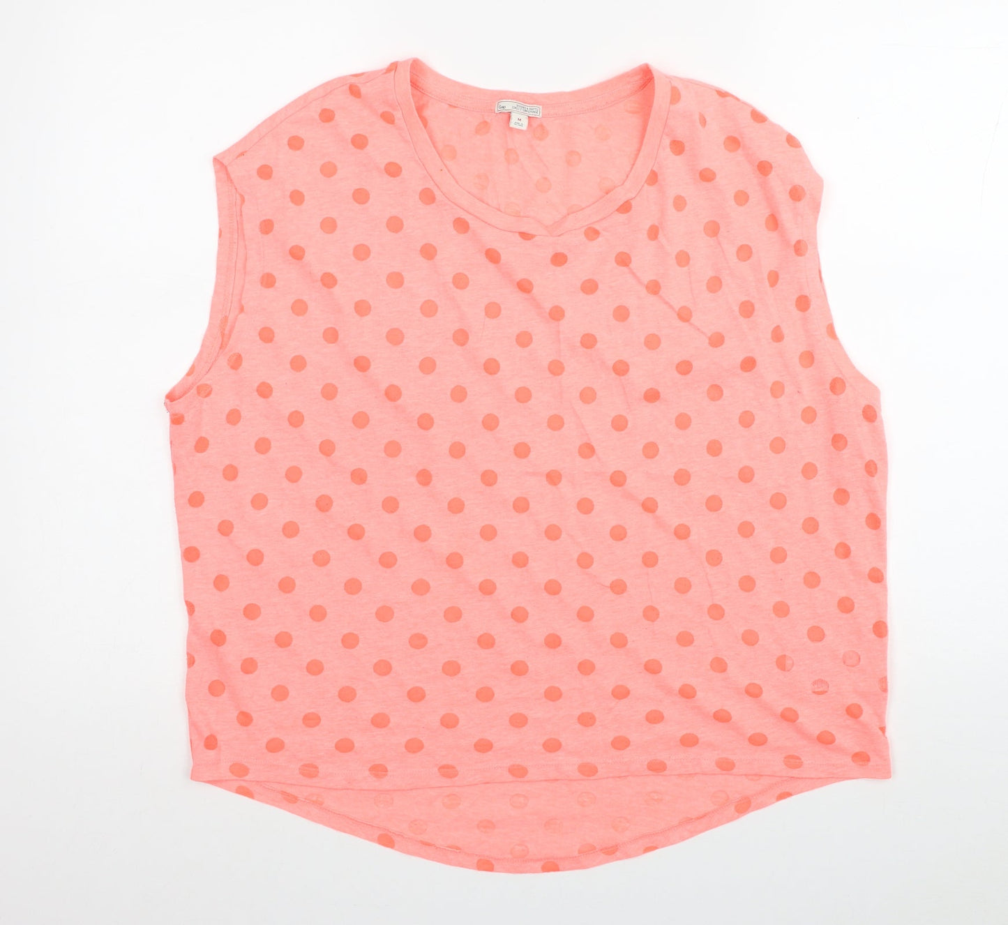 Gap Womens Pink Polka Dot Cotton Basic T-Shirt Size M Scoop Neck