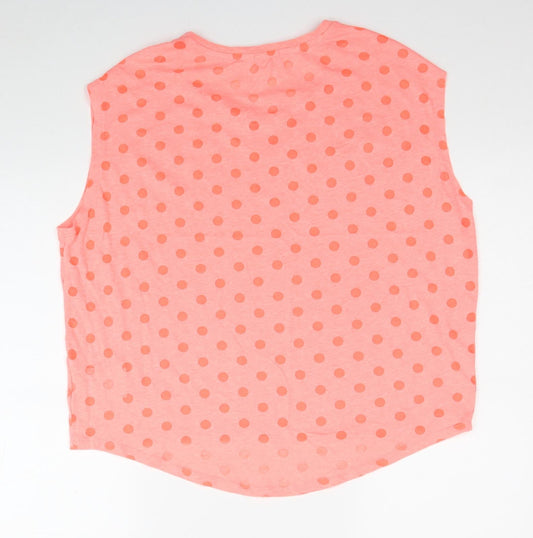 Gap Womens Pink Polka Dot Cotton Basic T-Shirt Size M Scoop Neck