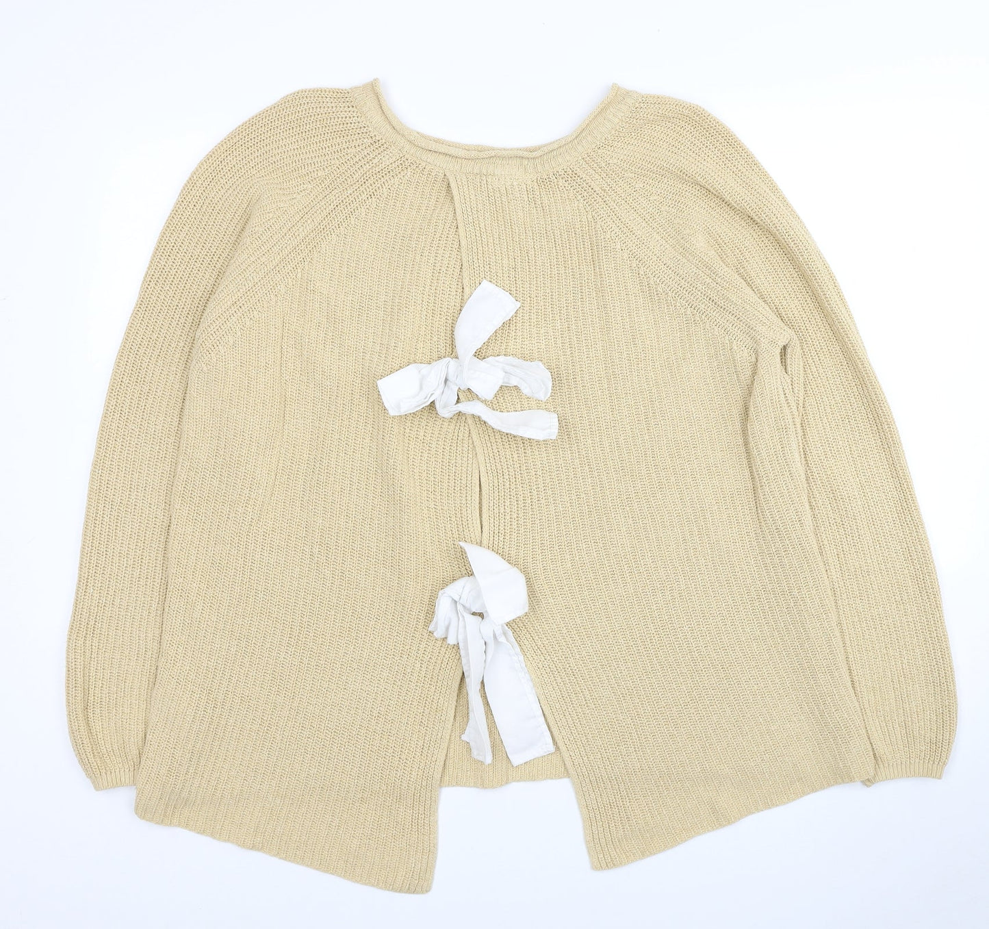 NEXT Womens Beige Boat Neck Cotton Pullover Jumper Size 12