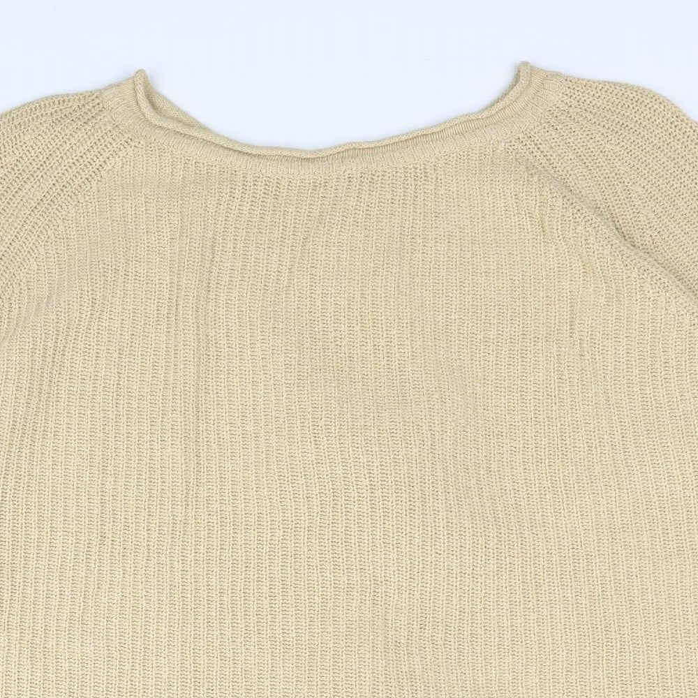 NEXT Womens Beige Boat Neck Cotton Pullover Jumper Size 12
