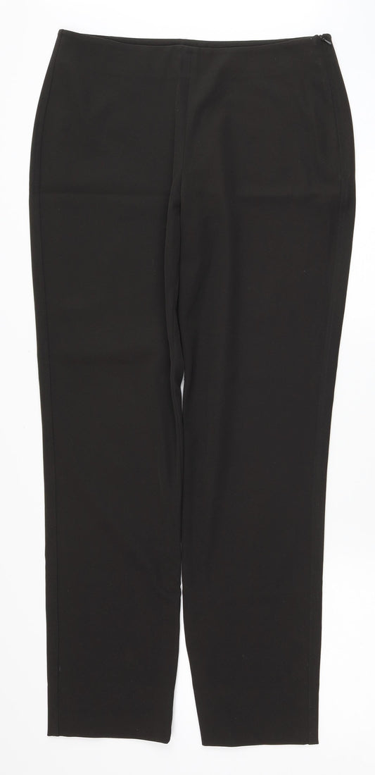 Strenesse Womens Brown Nylon Dress Pants Trousers Size 14 L30 in Regular Zip