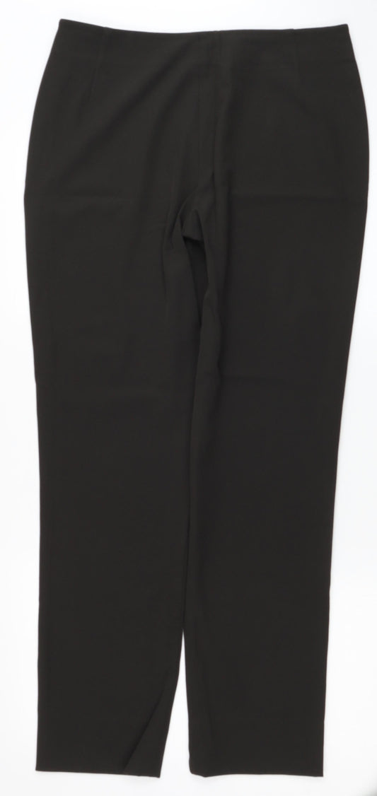 Strenesse Womens Brown Nylon Dress Pants Trousers Size 14 L30 in Regular Zip