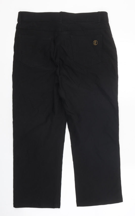 Simon Carter Womens Black 100% Cotton Cropped Jeans Size 8 L23 in Regular Zip