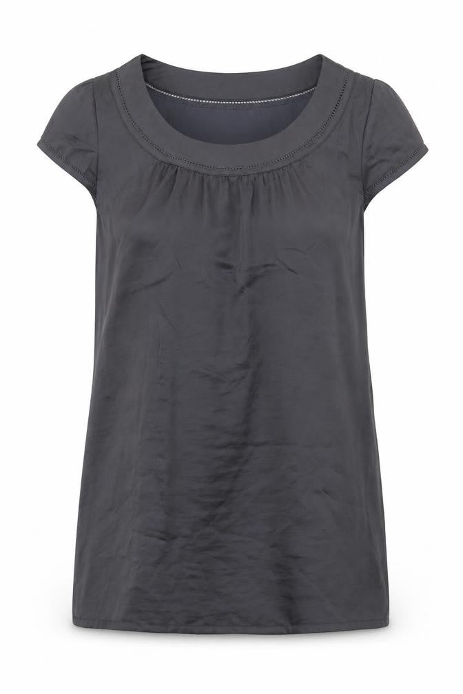 H&M Womens Grey Polyester Basic Blouse Size 12 Boat Neck