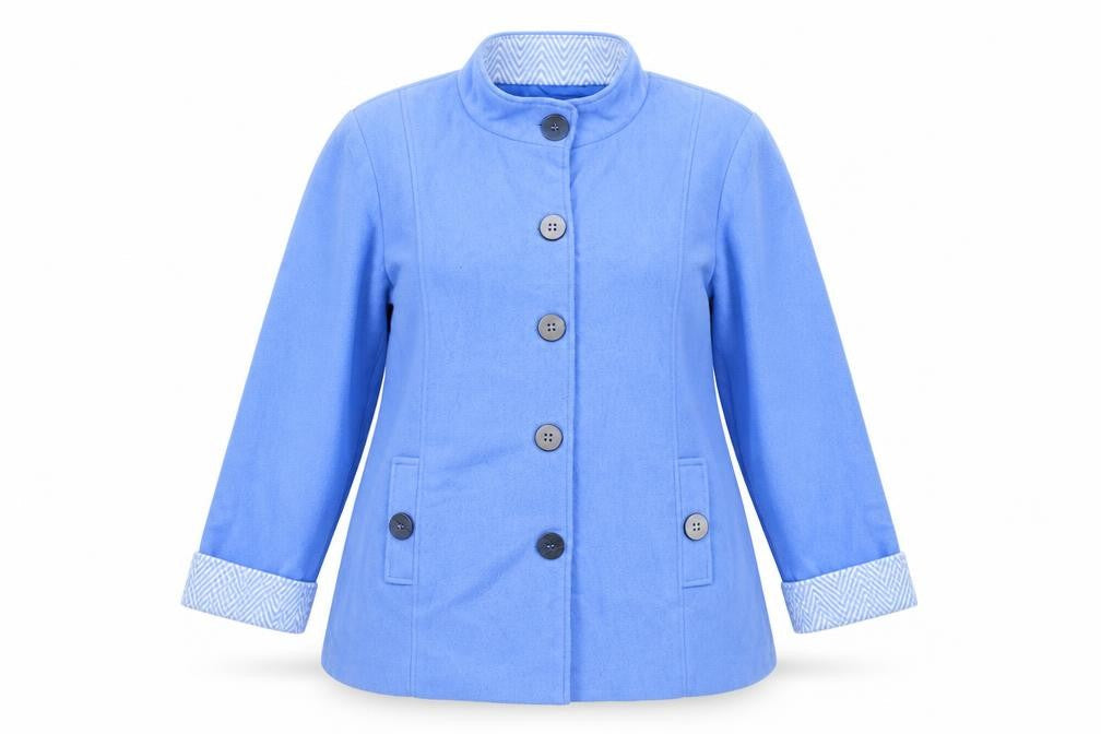 Anne De Lancay Womens Blue Jacket Coat Size L Button