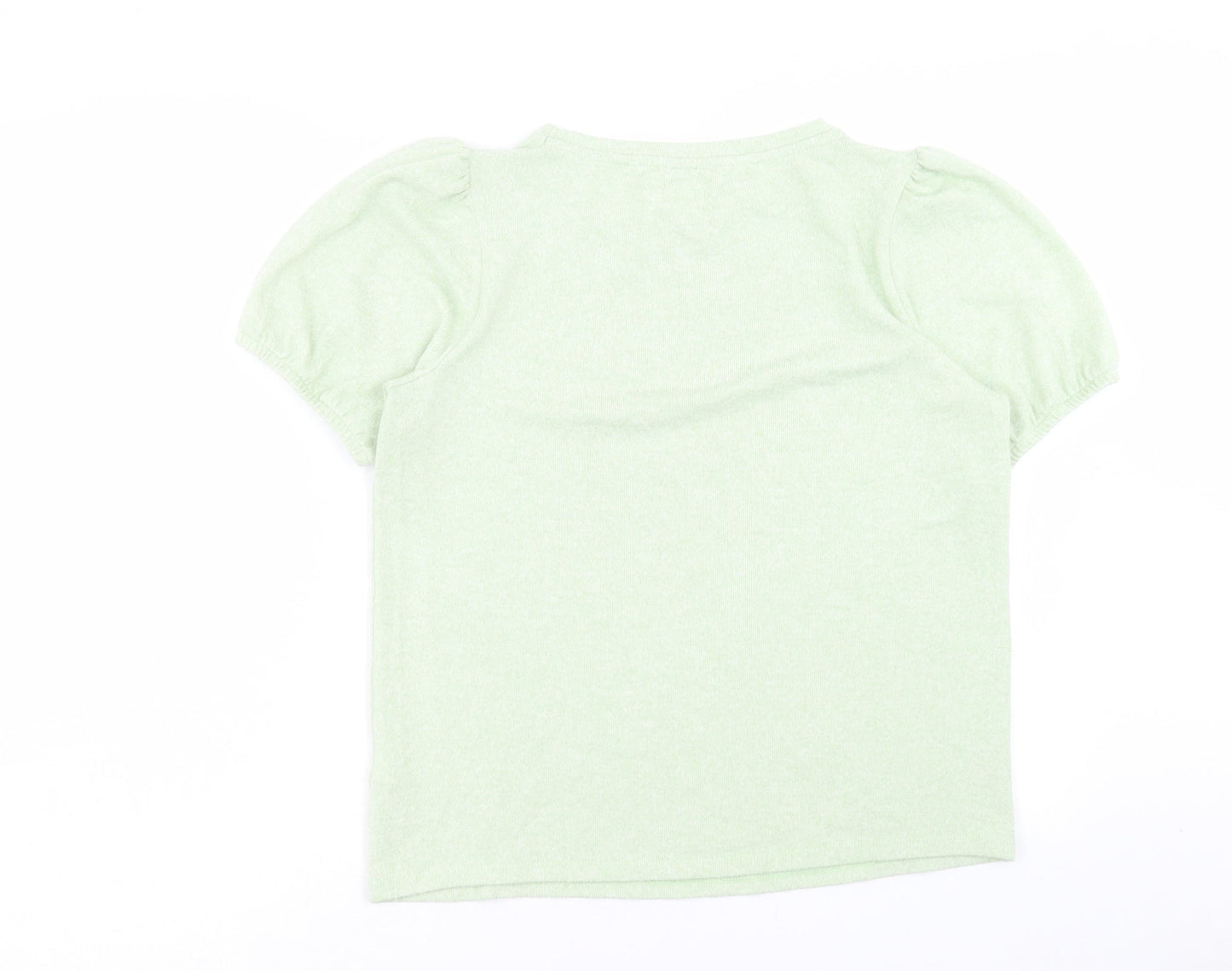 M&Co Womens Green Polyester Basic T-Shirt Size 14 Crew Neck - Balloon Sleeve