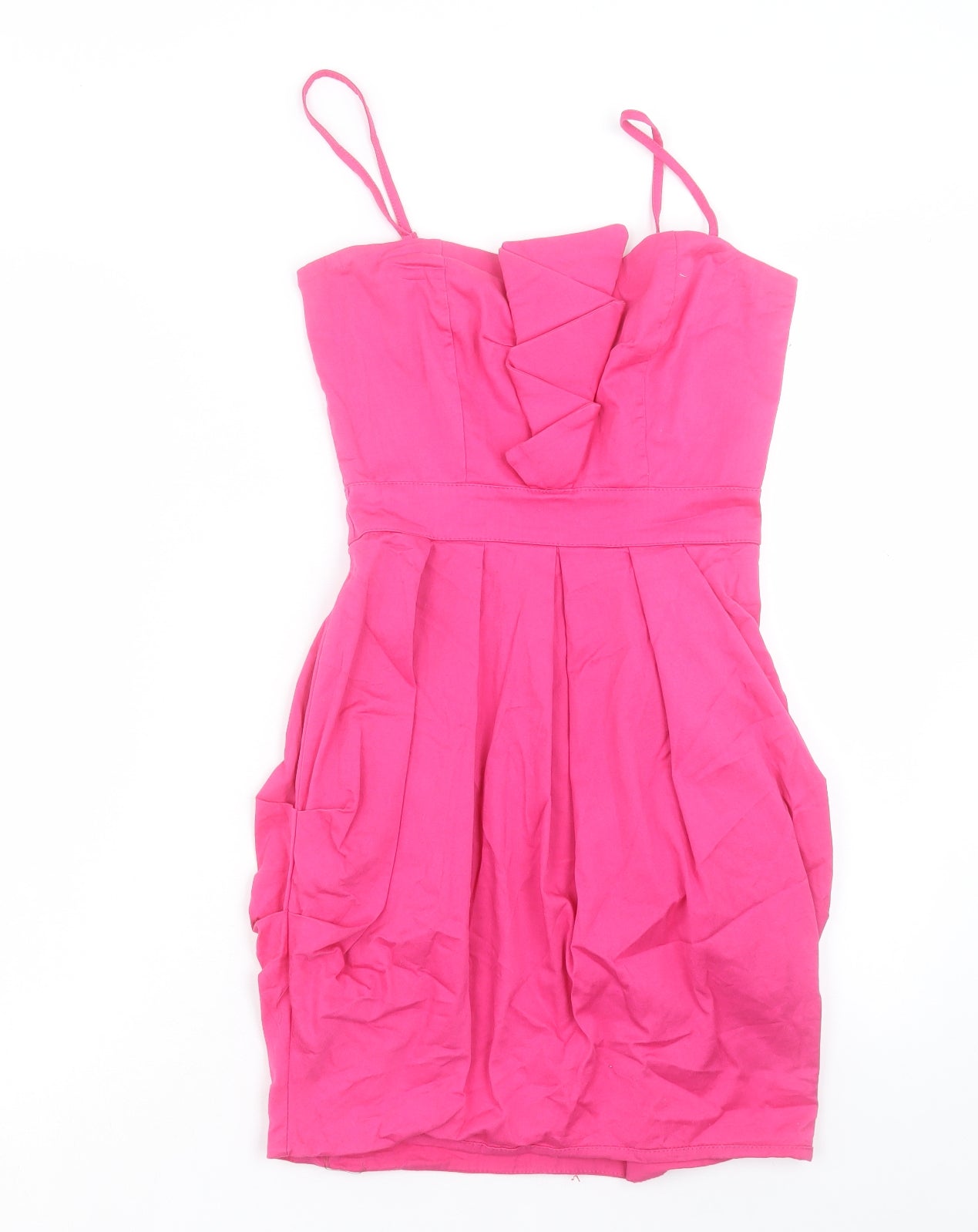 TFNC Womens Pink Cotton A-Line Size M Square Neck Zip