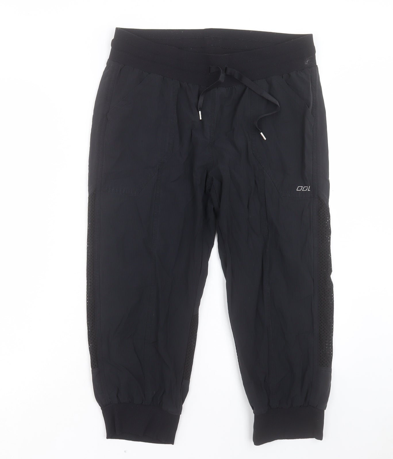 Laura Jane Active Womens Black Polyester Cropped Trousers Size M L21 in Regular Drawstring