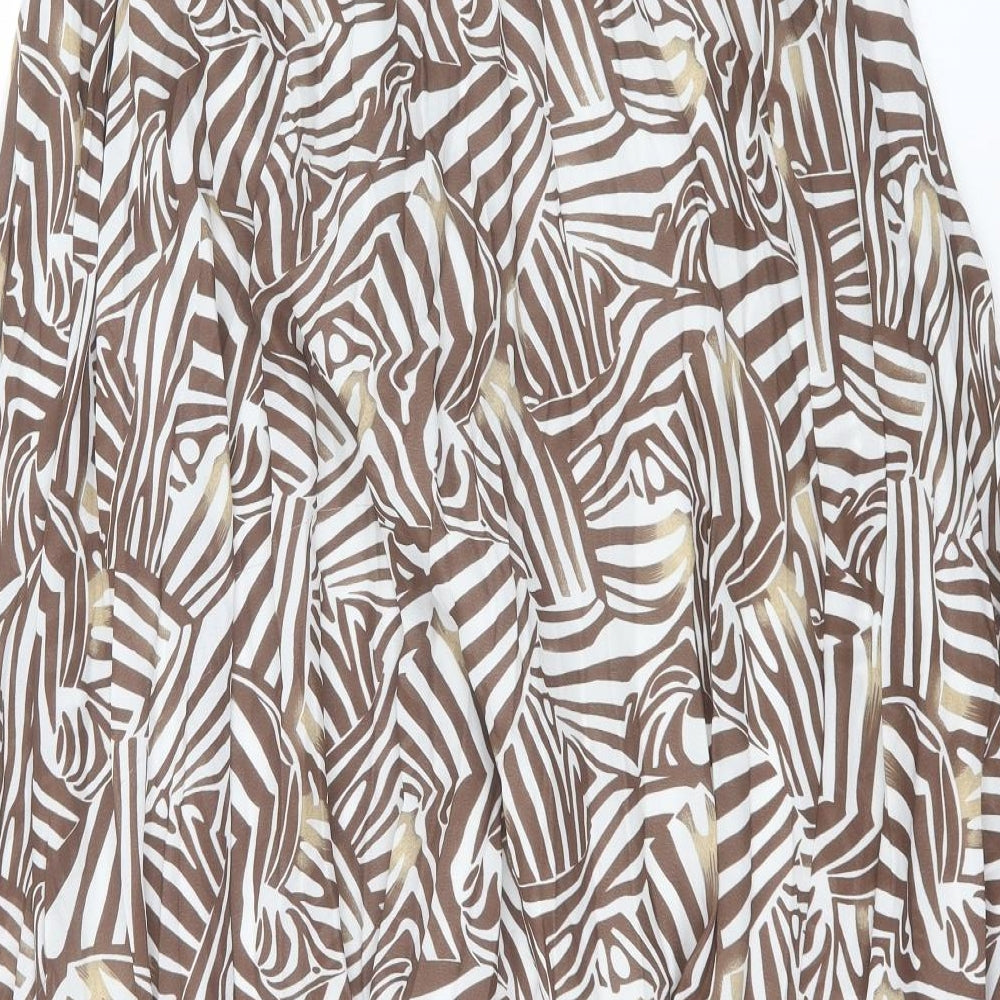 bpc Womens Brown Geometric Polyester A-Line Skirt Size 10