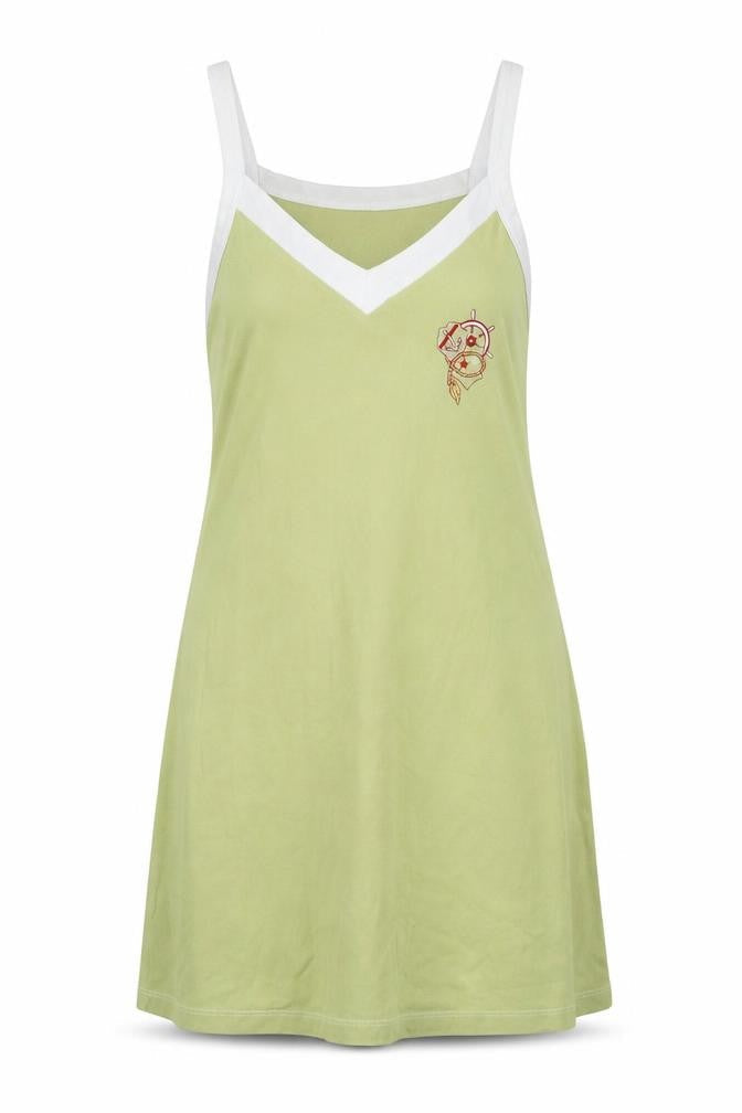 Zagetti Womens Green 100% Cotton Tank Dress Size L V-Neck Pullover
