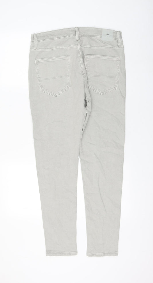 Marks and Spencer Womens Grey Cotton Skinny Jeans Size 32 in L31 in Regular Zip