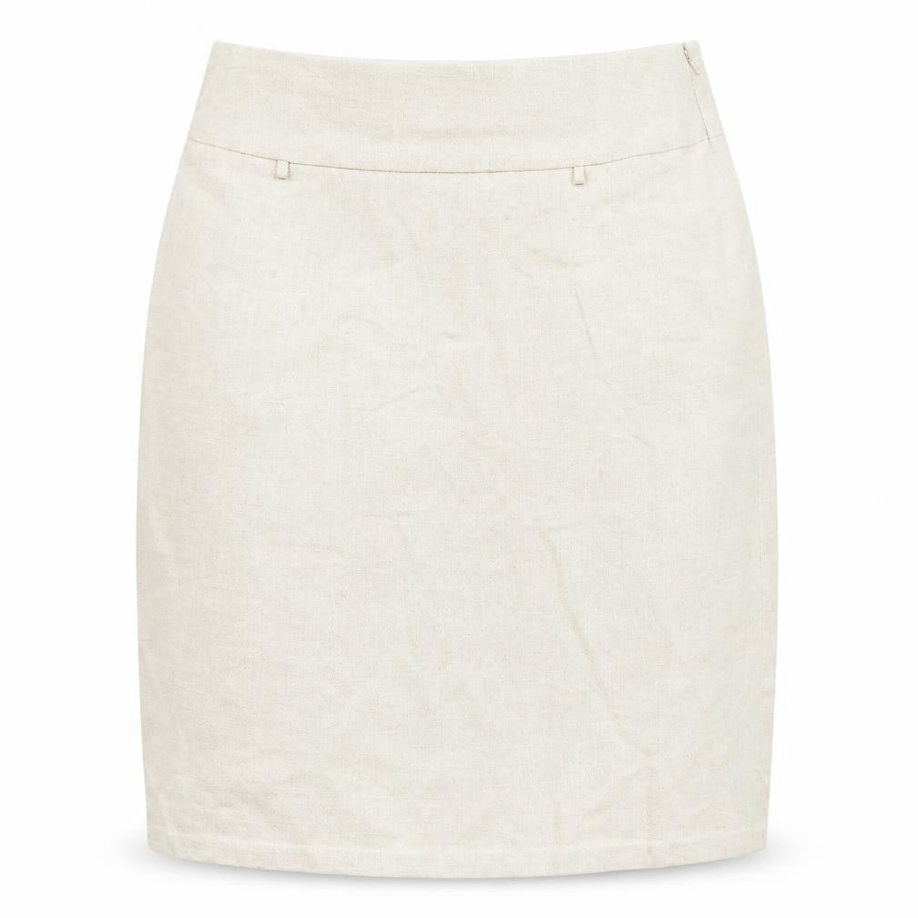 Fake London Womens Beige Linen A-Line Skirt Size L Zip