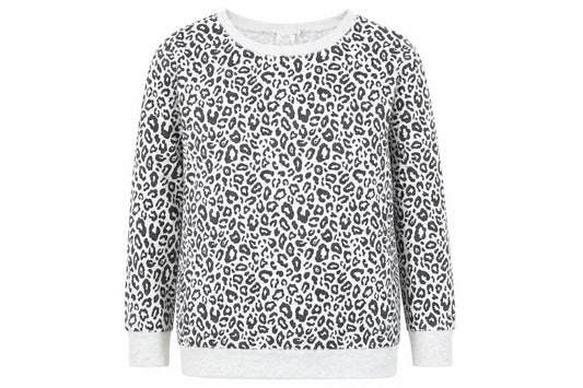 (th Avenue Womens Grey Animal Print Cotton Pullover Sweatshirt Size L Pullover - Leopard Print