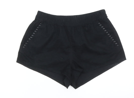 H&M Womens Black Polyester Hot Pants Shorts Size 8 L3 in Regular Pull On