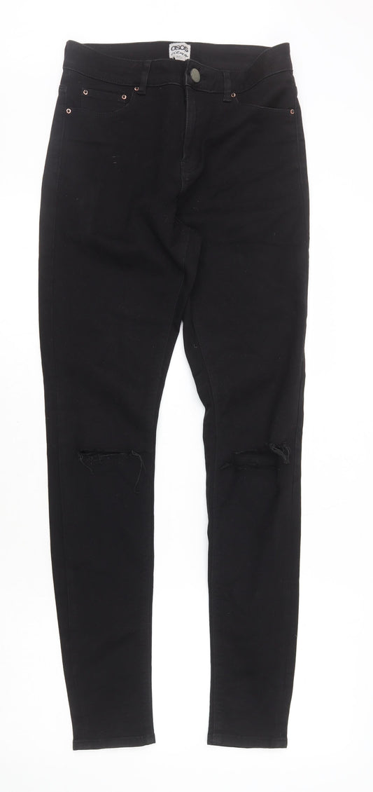 ASOS Womens Black Cotton Skinny Jeans Size 8 L31 in Regular Zip