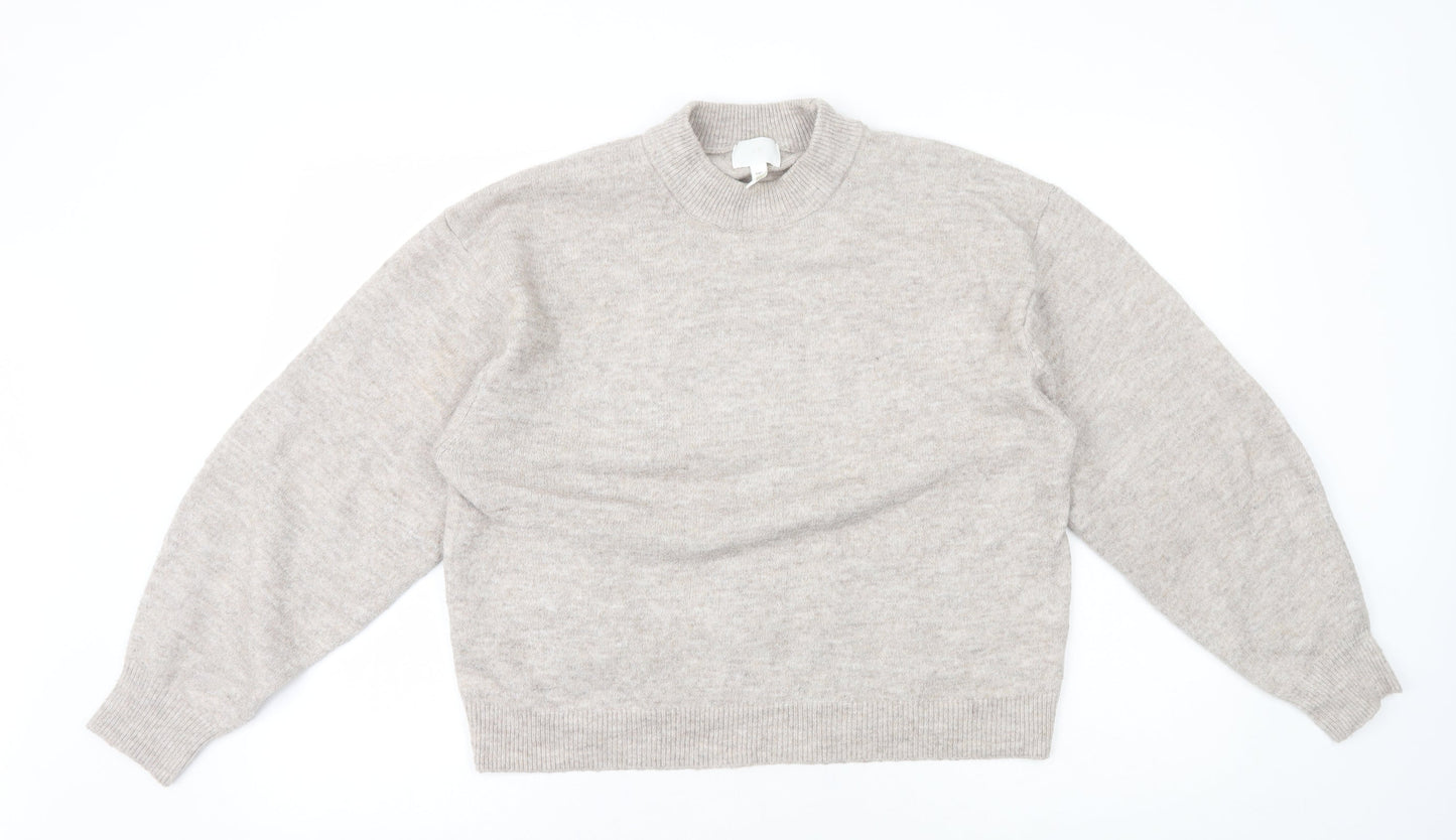 H&M Womens Grey Mock Neck Polyester Pullover Jumper Size S