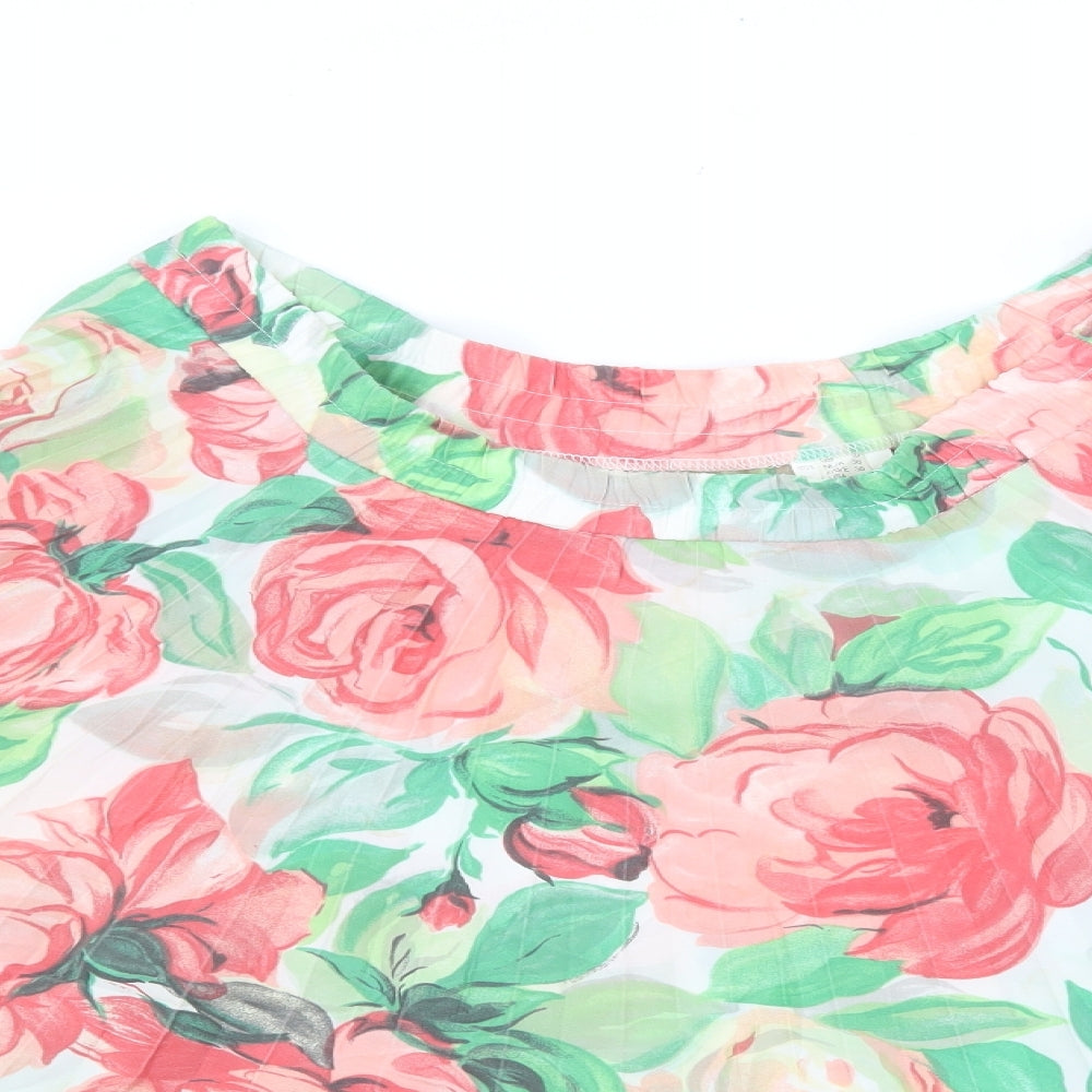 Preworn Womens Multicoloured Floral Polyester Pleated Skirt Size 10